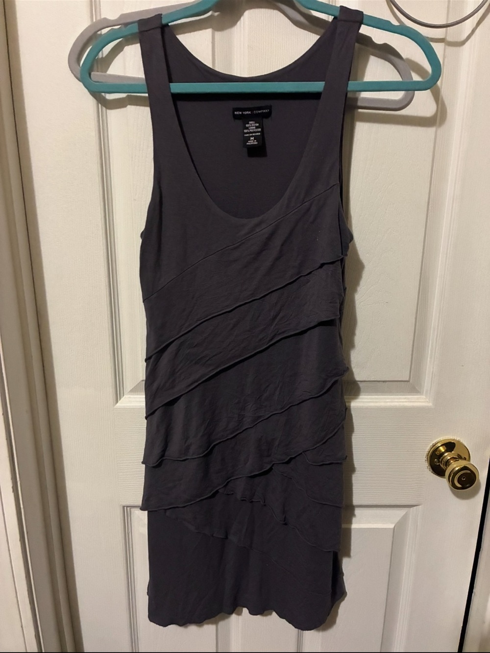 New York & Company Charcoal Layered Scoop Tank Dress, Size M